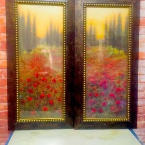 Set Two Framed Vintage Poppy Tree Art Pints by Home and Garden Party